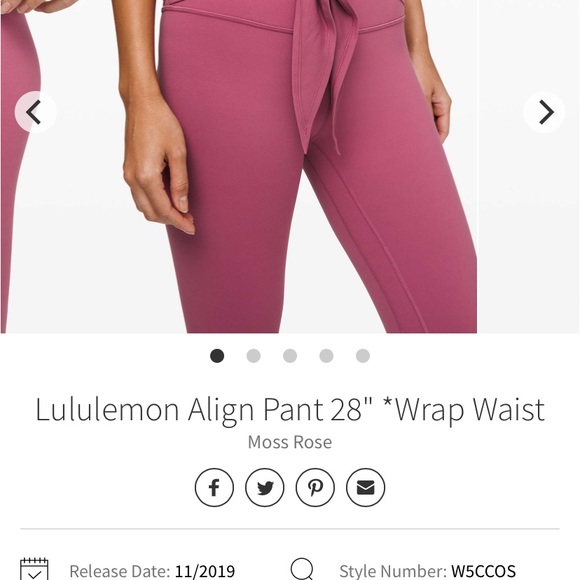 NWT lululemon Align Pant 28” Wrap waist Moss Rose - Picture 7 of 10